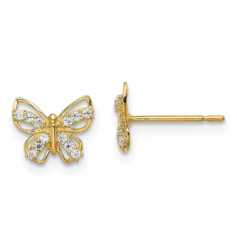 Gold Hoop Earrings for Brides-Madi K Kid's 14k  Butterfly CZ Stud Earrings