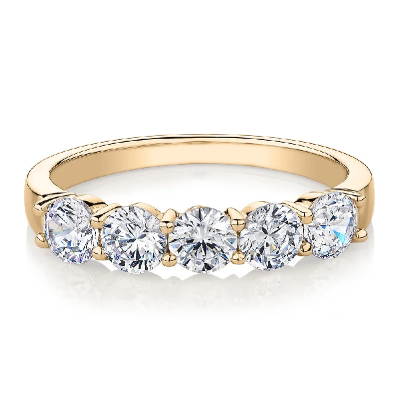 Matching Wedding Rings for Couples-Dress ring with 1 carat* of diamond simulants in 14 carat yellow gold