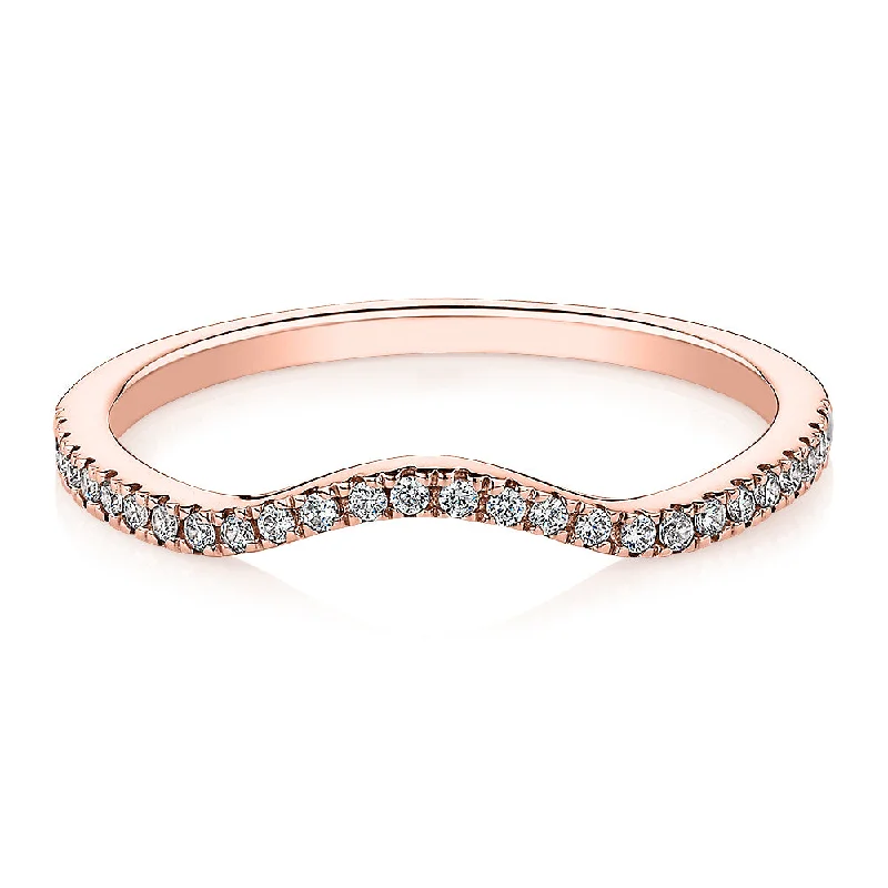 Round Diamond Engagement Rings-Curved wedding or eternity band in 14 carat rose gold