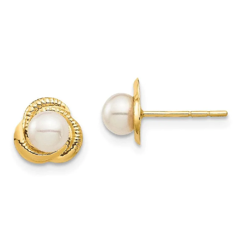 Eco-Conscious Earrings-Madi K Kid's 14K  4-5mm White Button Freshwater Cultured Pearl Post Earrings