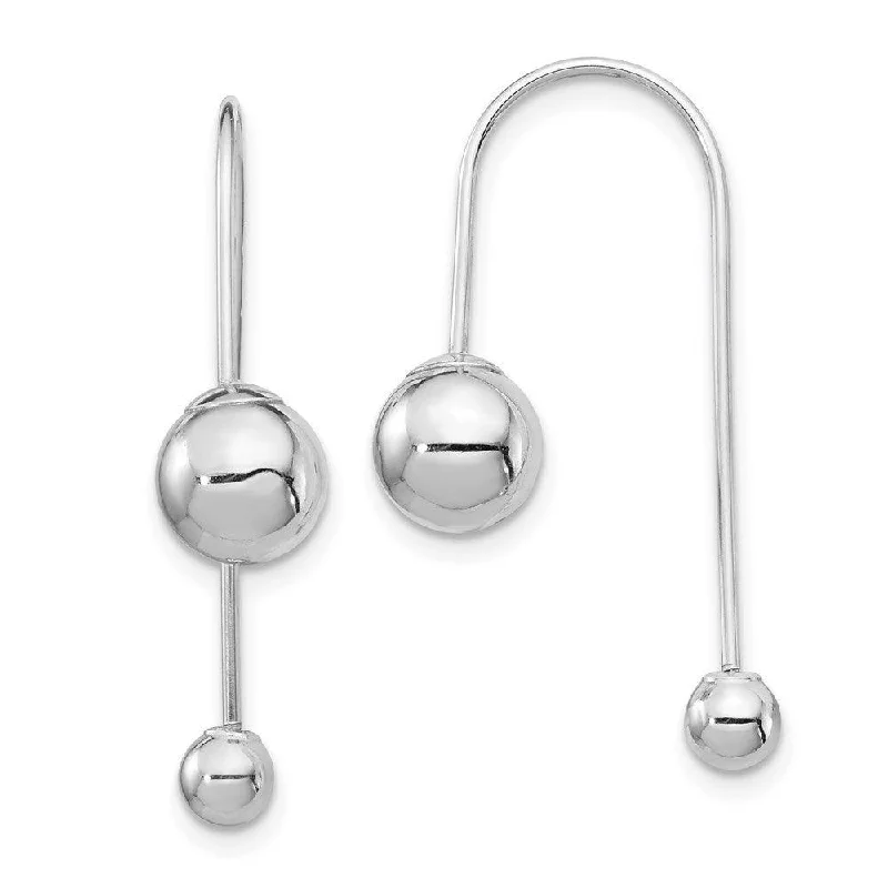 Chic Silver Stud Earrings-14K White Gold Bead w/Screw End Threader Earrings