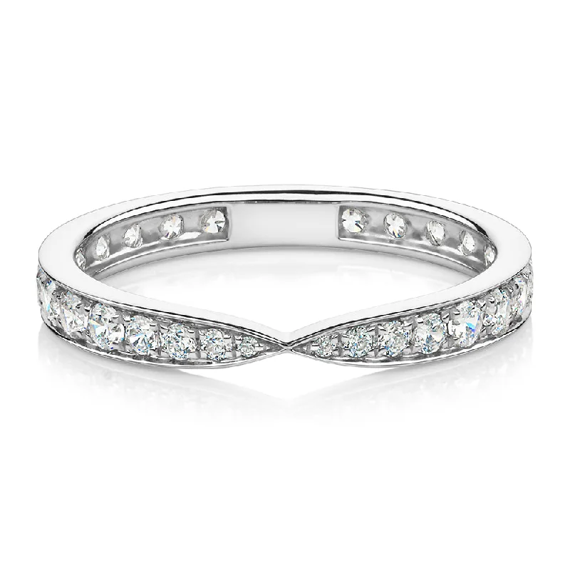 Silver Engagement Rings-All-rounder eternity band with 0.75 carats* of diamond simulants in 10 carat white gold