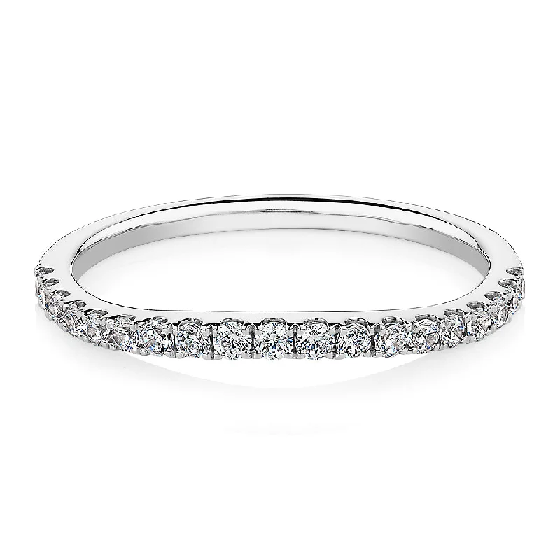 Engraved Wedding Rings-Curved wedding or eternity band in 10 carat white gold