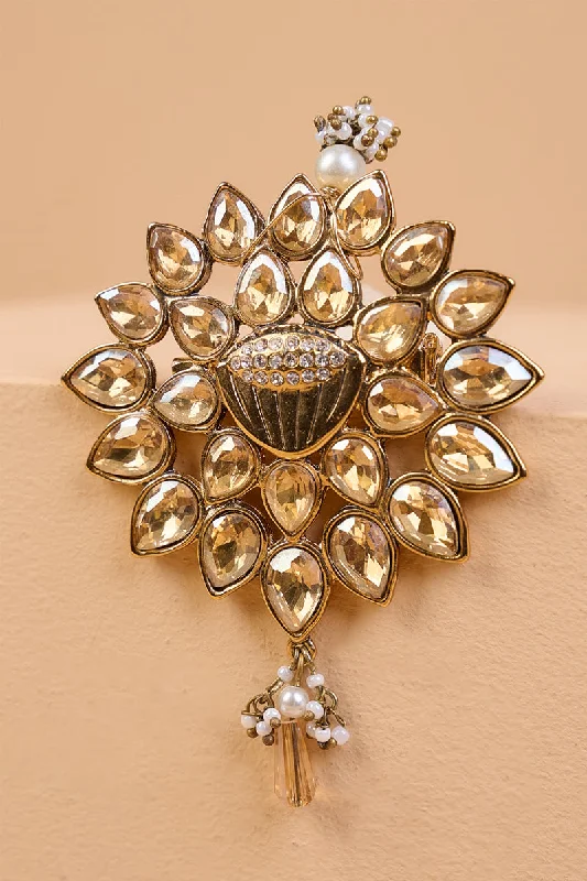 Classic Brooch with Sapphires-Gold Crystal Brooch