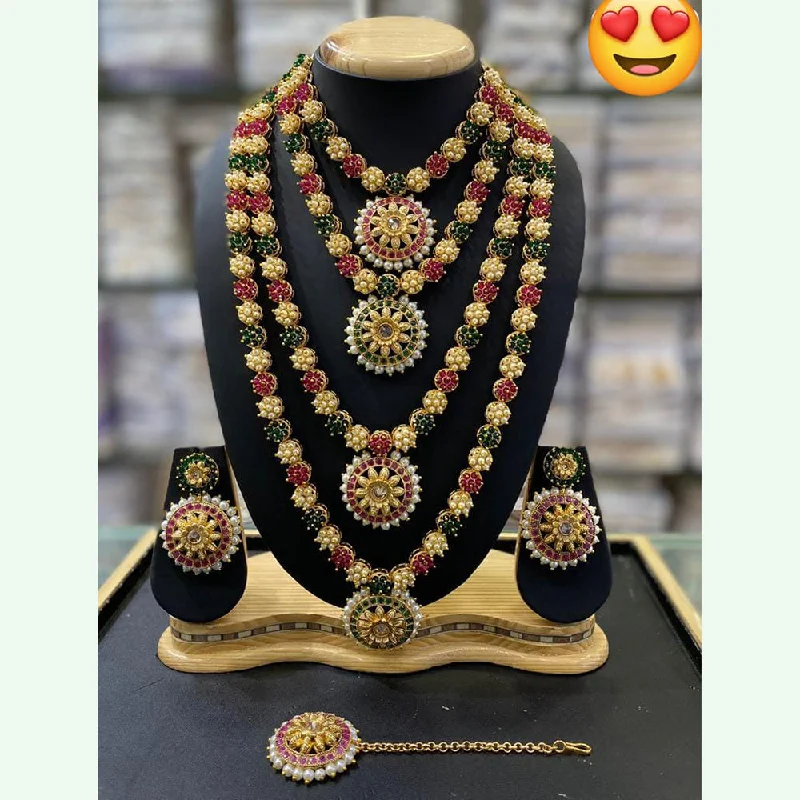 Stylish Chain Necklaces-Vaishnavi Fashion Impex Gold Plated Multi Layer Necklace Set