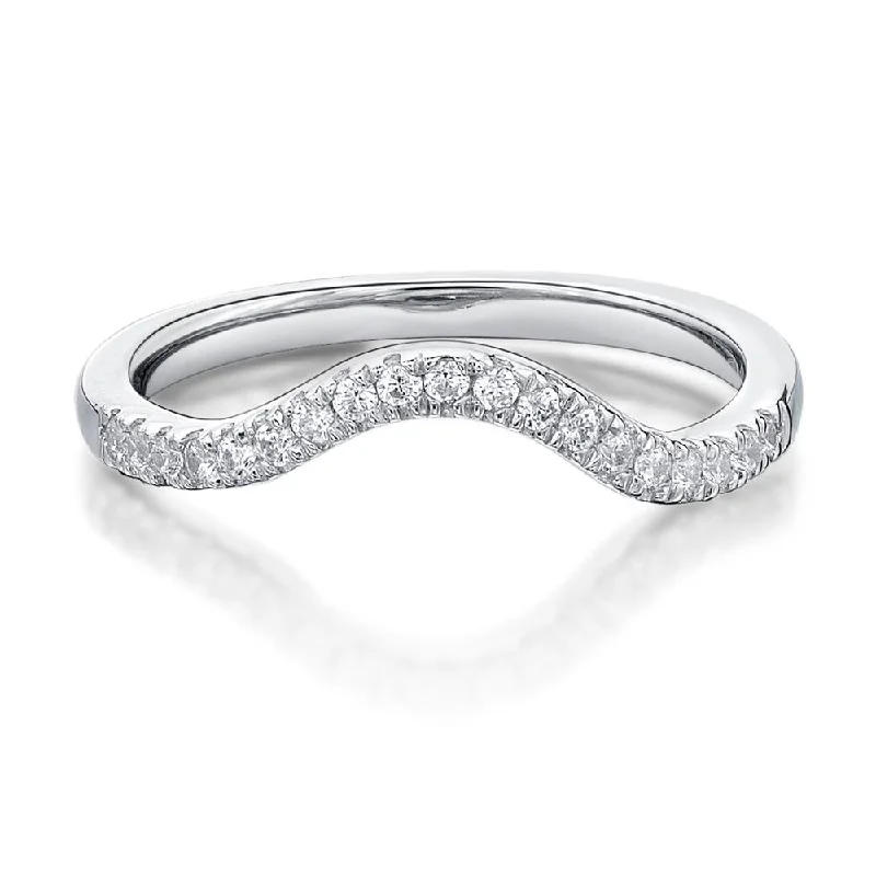 Stunning Diamond Rings-Curved wedding or eternity band in 14 carat white gold