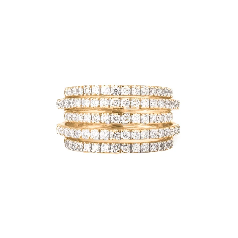 Antique Gold Rings-Five Line Diamond Ring