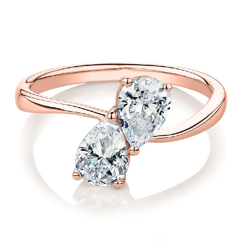 Rose Gold Wedding Rings-Dress ring with 1.42 carats* of diamond simulants in 10 carat rose gold