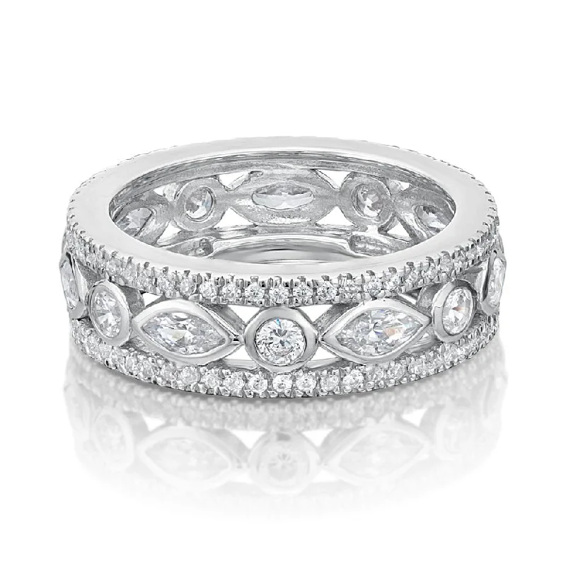 Luxury Engagement Rings for Women-All-rounder eternity band with 1.62 carats* of diamond simulants in 10 carat white gold