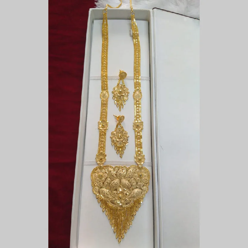 Gold Diamond Necklaces-Pari Art Jewellery Forming Gold Long Necklace Set