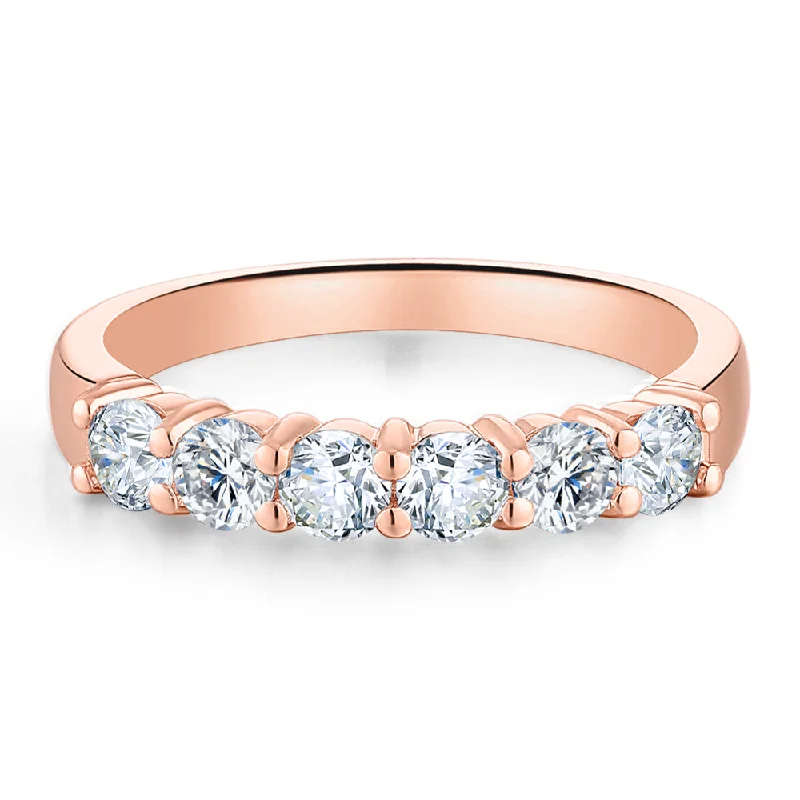 Simple Gemstone Rings-Wedding or eternity band with 0.84 carats* of diamond simulants in 14 carat rose gold