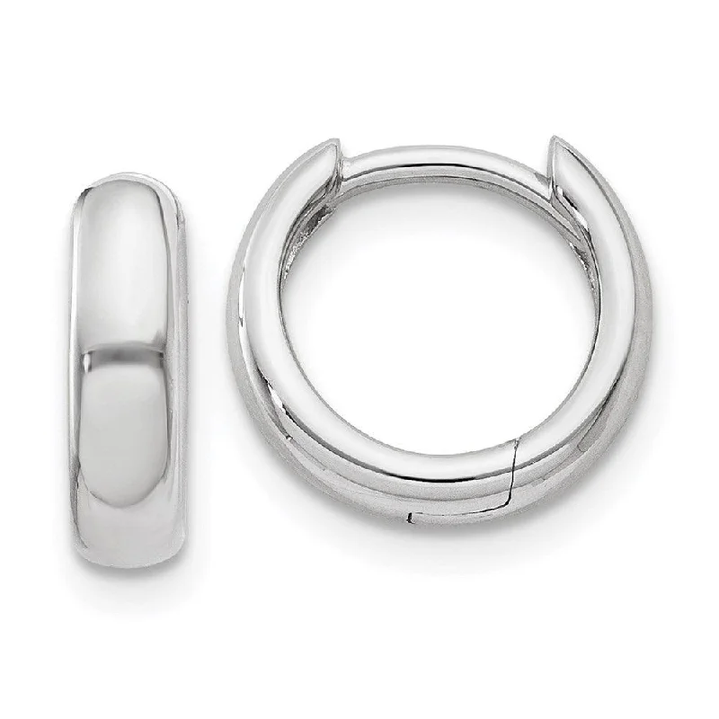 Classic Hoop Earrings-14k White Gold Hinged Hoop Earrings