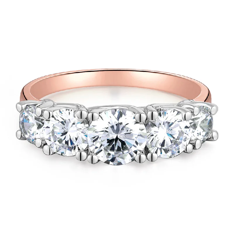 Personalized Name Rings for Men-Dress ring with 2.26 carats* of diamond simulants in 10 carat rose and white gold