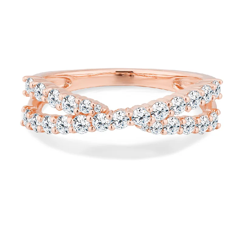 Classic Engagement Rings for Women-Dress ring with 0.67 carats* of diamond simulants in 10 carat rose gold