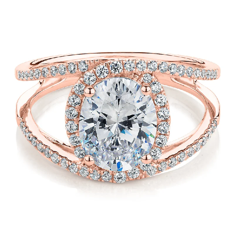 Matching Promise Rings-Dress ring with 2.95 carats* of diamond simulants in 10 carat rose gold