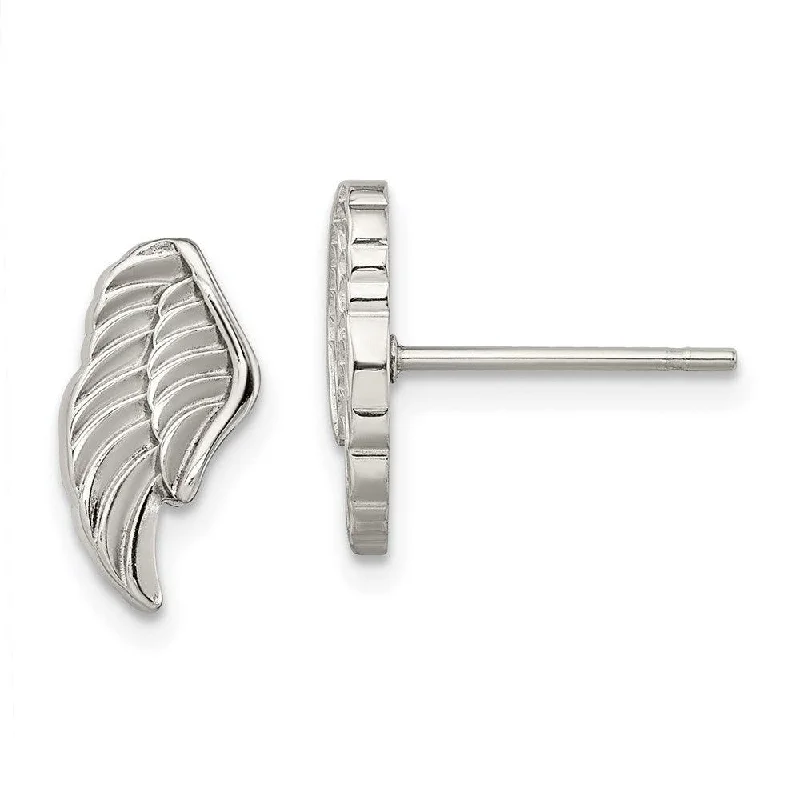 Summer Earrings for Women-Stainless Steel Polished Angel Wing Post Earrings