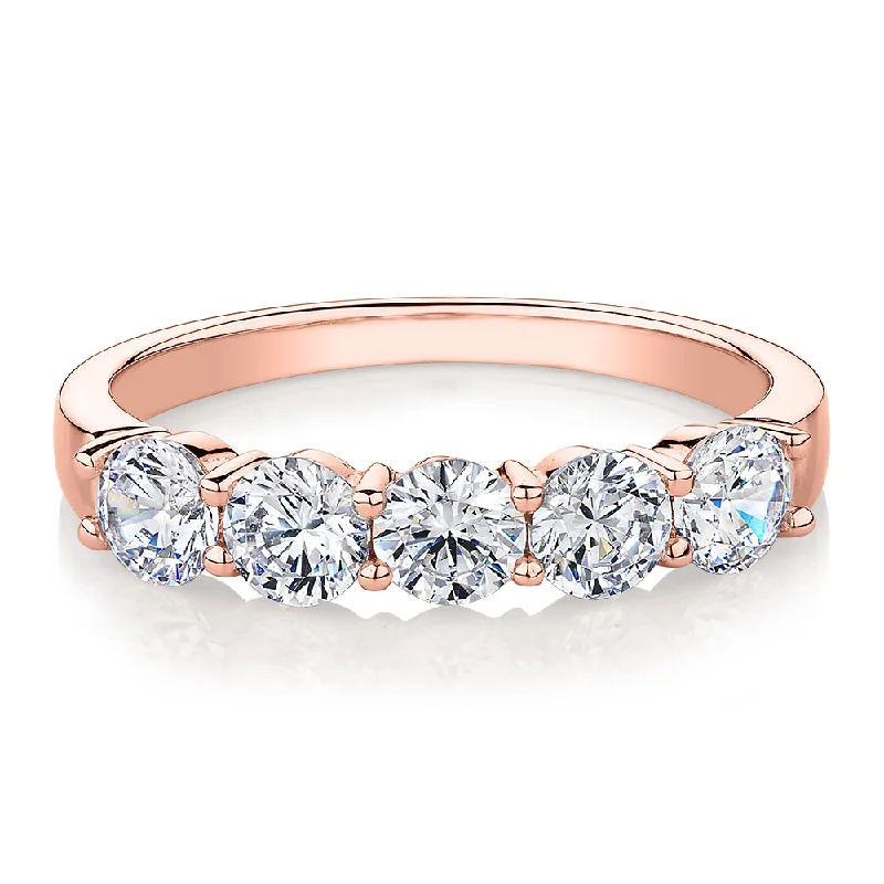 Couples Matching Rings-Dress ring with 2.73 carats* of diamond simulants in 10 carat rose gold