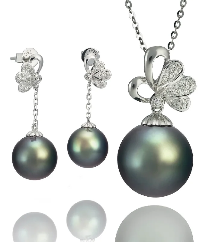 Bright Colored Necklaces-Odyssey Tahitian Pearl Diamond Necklace Set