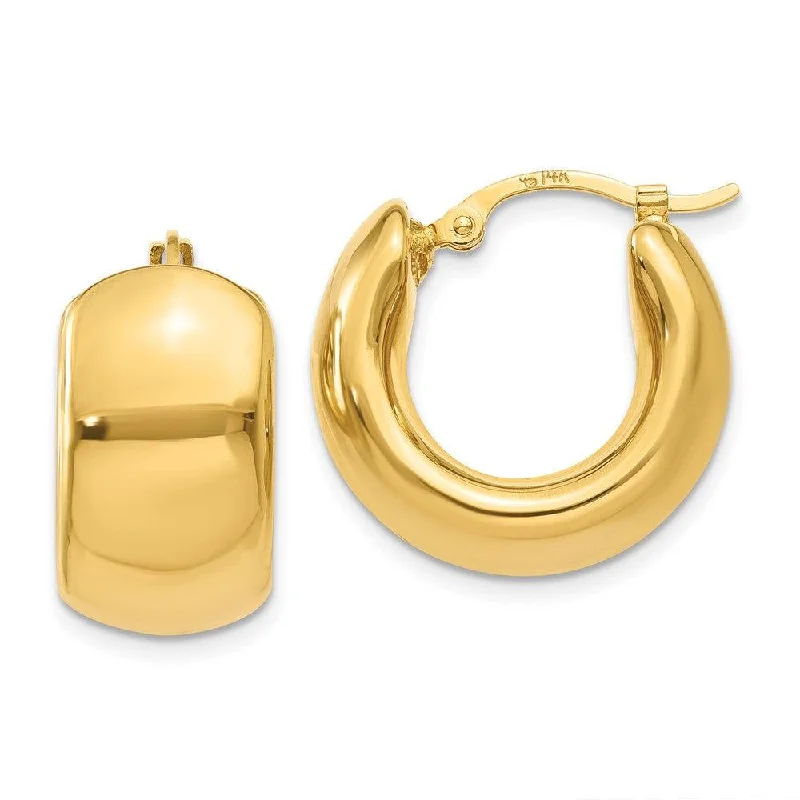 Minimalist Earrings for Everyday-14k Wide Puffed Hoop Earrings