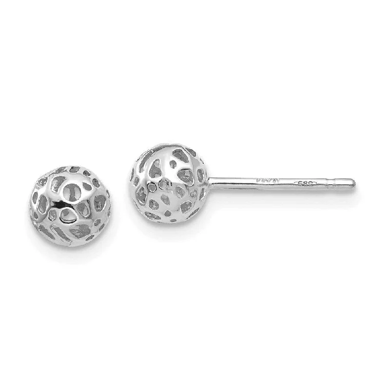 Gemstone Dangle Earrings-14K White Gold Small Fancy Ball Post Earrings