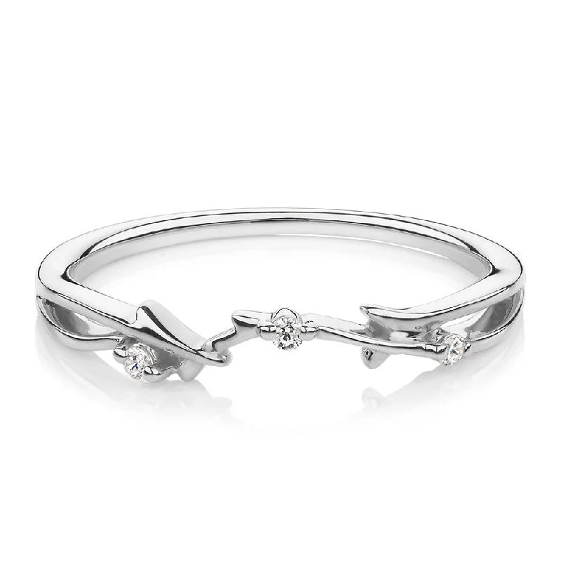 Simple Promise Rings-Wedding or eternity band with diamond simulants in 14 carat white gold