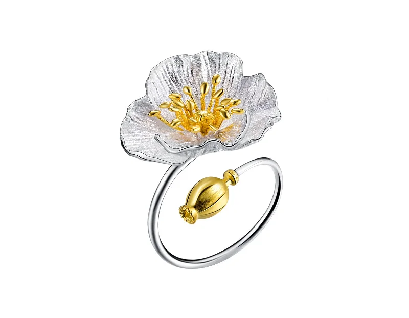 Simple Engagement Rings-Blooming Poppies Ring