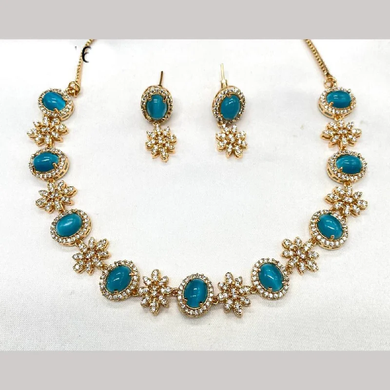 Chunky Chain Necklaces-Amoliya Jewels Gold Plated Austrian Stone Necklace Set