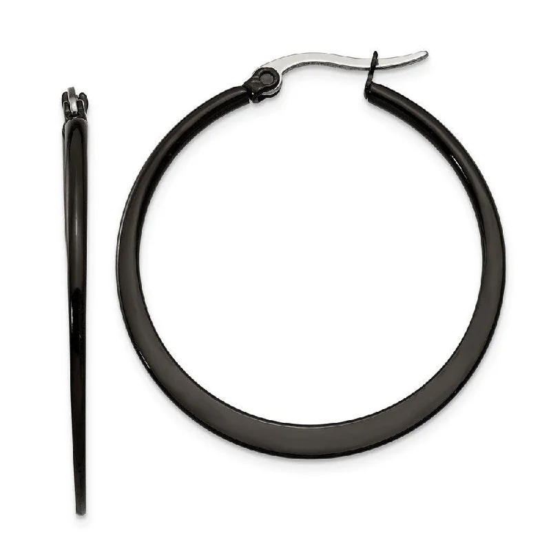 Funky Resin Earrings-Stainless Steel Black IP plated 34mm Hoop Earrings