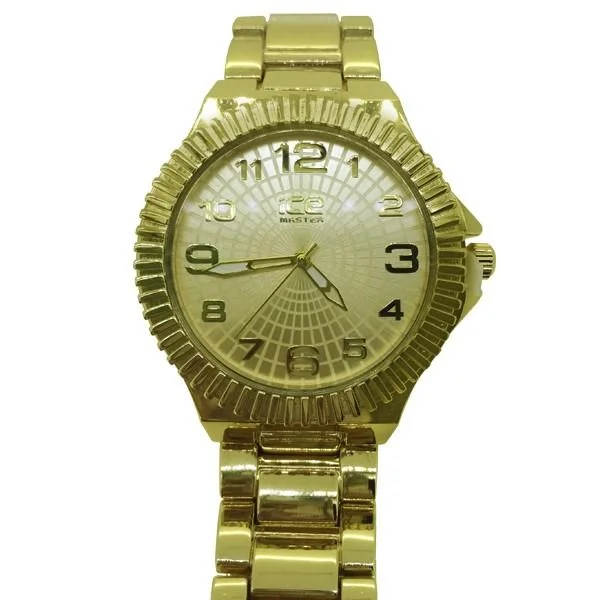 Luxury Watches with Leather Straps-Flutted Bezel Gold Heavy Metal Watch