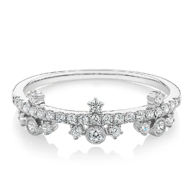 Dainty Engagement Rings-Wedding or eternity band with 0.35 carats* of diamond simulants in 10 carat white gold