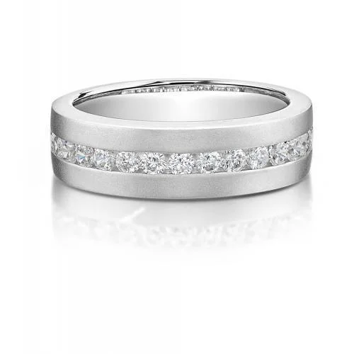 Custom Wedding Bands-Dress ring with 1.02 carats* of diamond simulants in 10 carat white gold