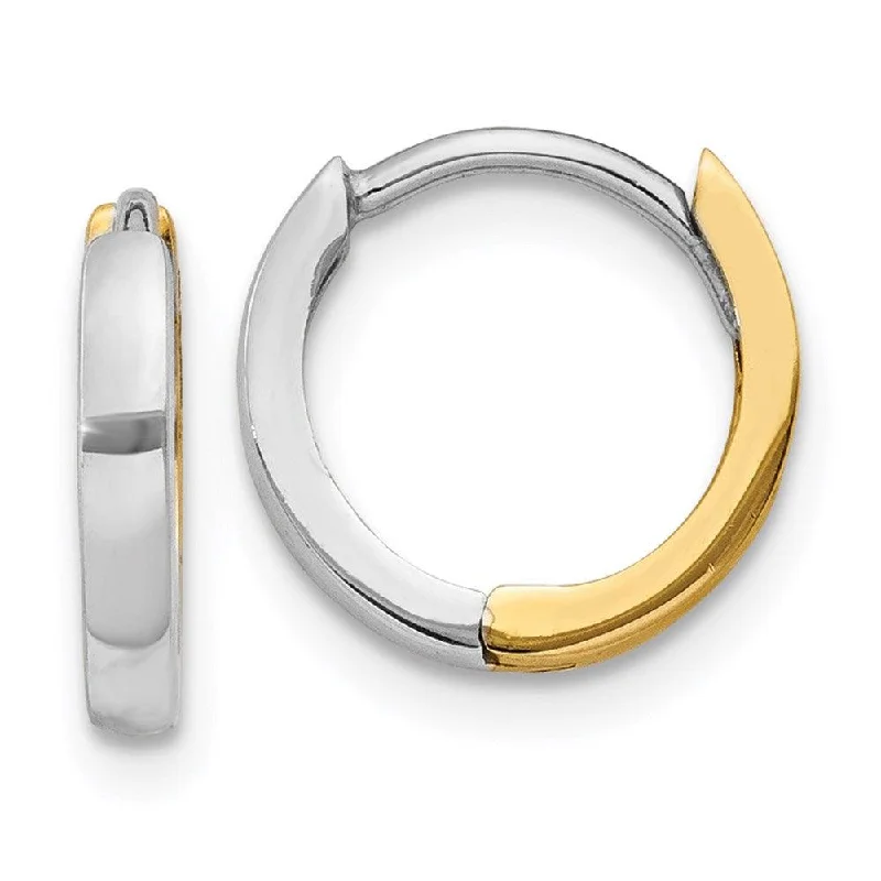 Elegant Wedding Earrings-14k Two-tone 1.75mm Hinged Hoop Earrings