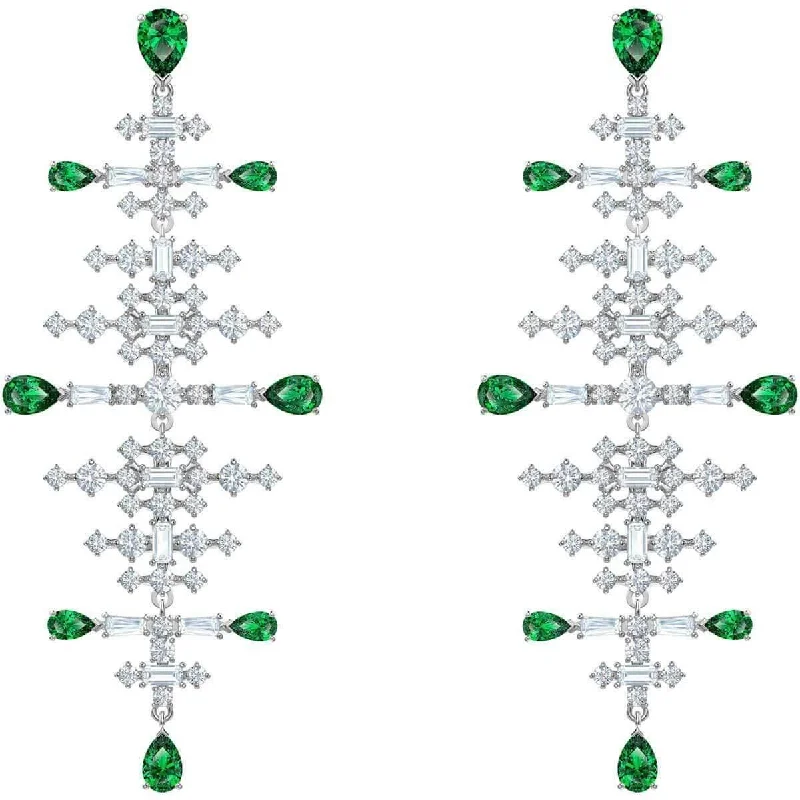 Multi-Tone Earrings-Swarovski Women's Earrings - Perfection Chandelier Green and Clear Stone | 5496837