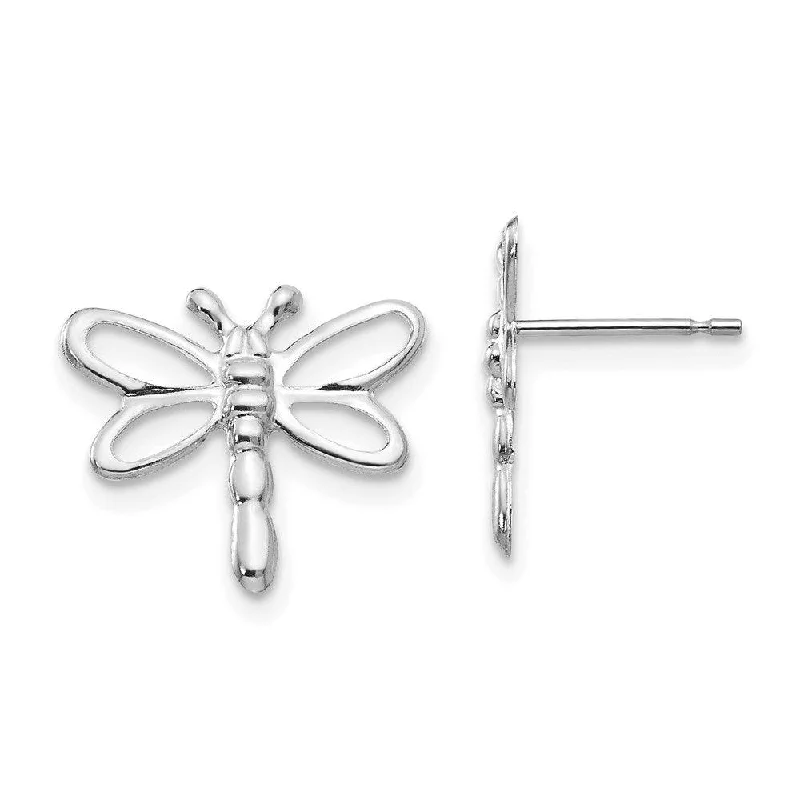 Gemstone Dangle Earrings-Madi K Kid's 14k White Gold  Polished Dragonfly Earrings