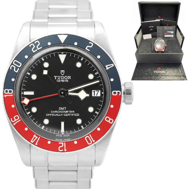 Water-Resistant Diving Watches-UNPOLISHED 2022 Tudor Black Bay GMT Pepsi 41mm Stainless Steel Watch 79830RB BP