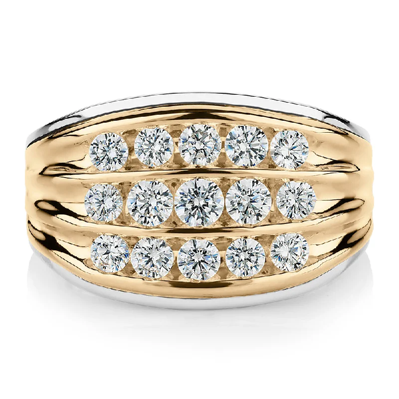 Unique Vintage Wedding Rings-Dress ring with 1.16 carats* of diamond simulants in 10 carat yellow gold and sterling silver