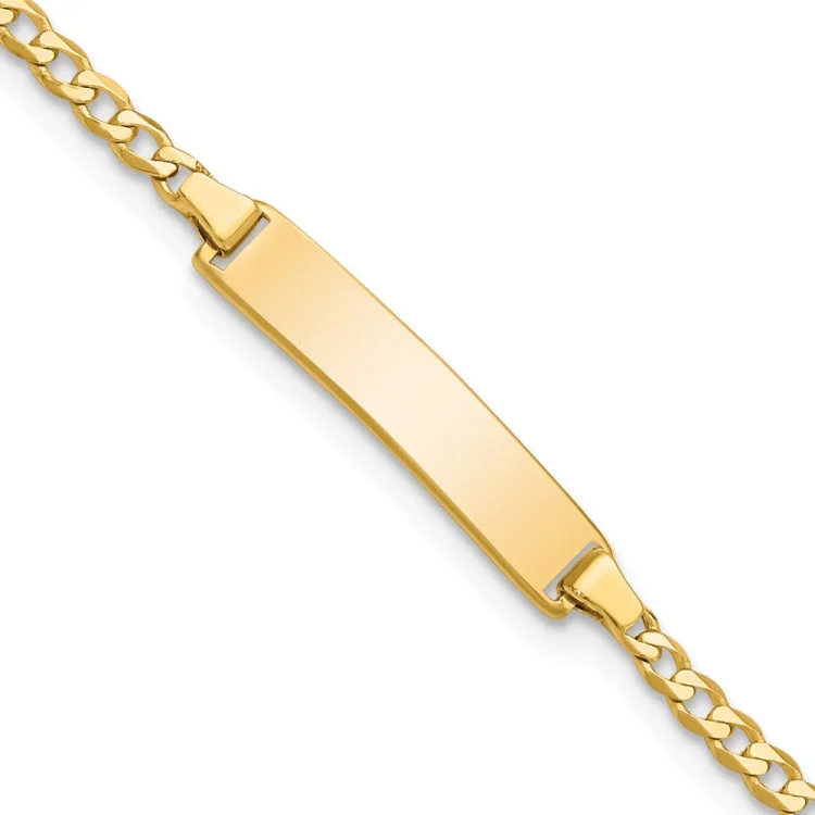 Silver Friendship Bracelets-14k Flat Curb Link ID Bracelet