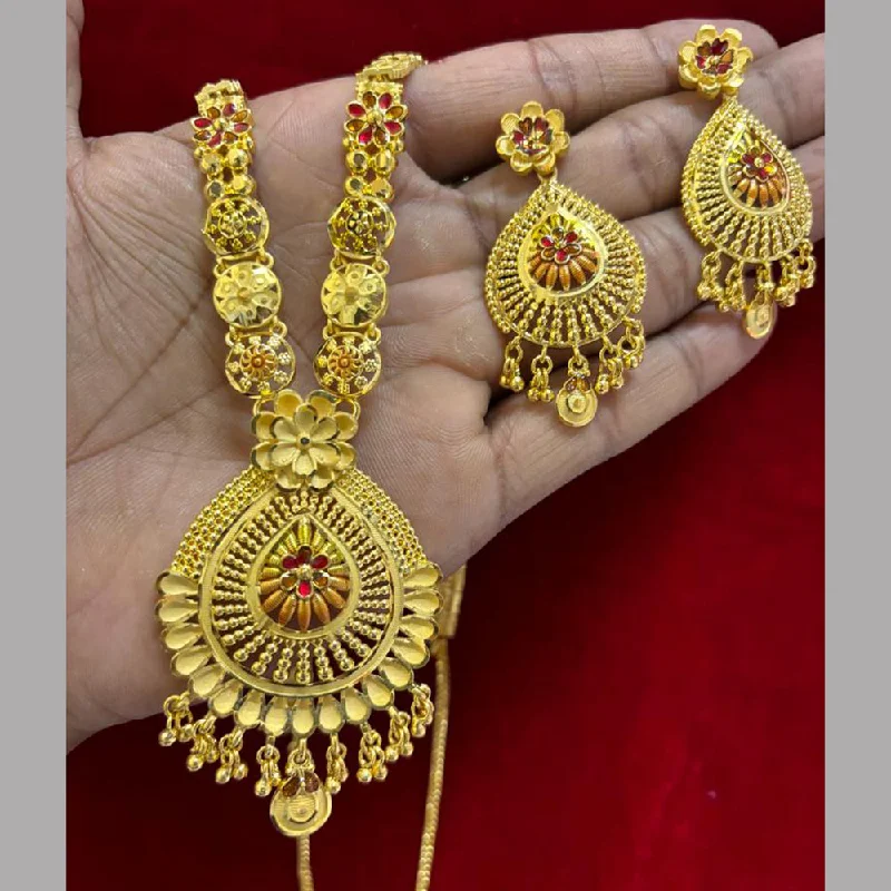 Fashionable Rope Necklaces-Pari Art Jewellery Forming Gold Long Necklace Set