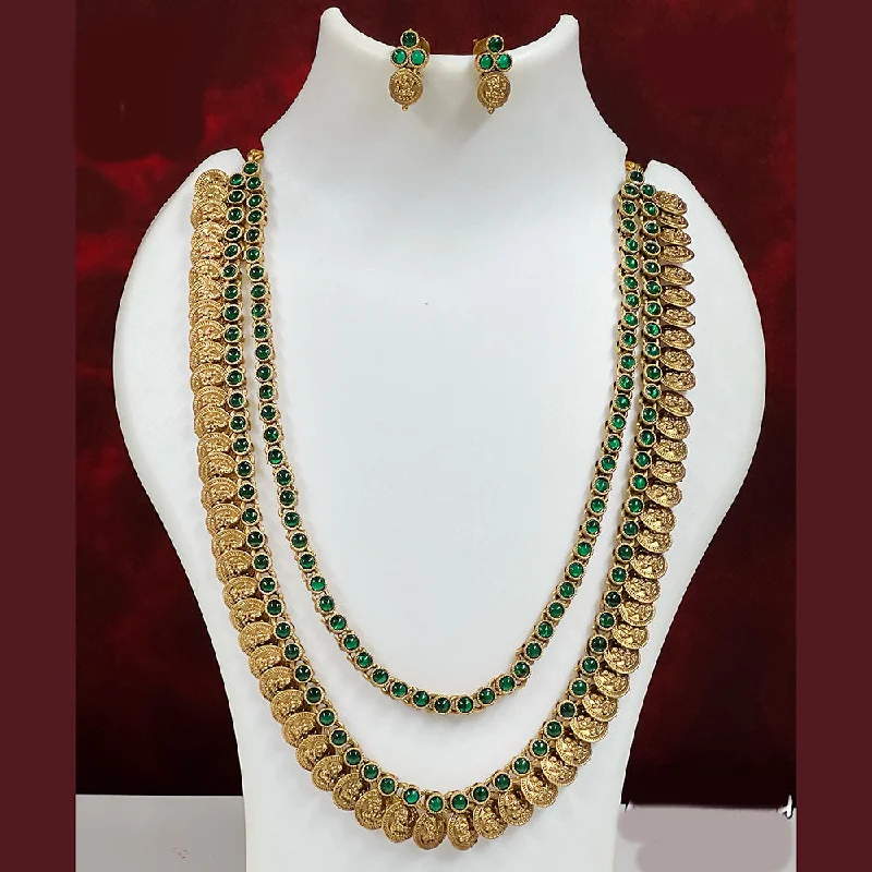 Classic Gold Pendant Necklaces-Diksha Collection Gold Plated Long Necklace Set