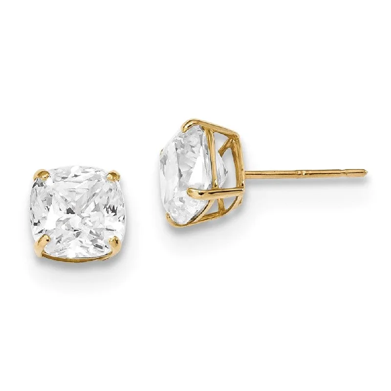 Beautiful Dangle Earrings-14k Polished 7x7 Cushion Cut CZ Studs Post Earrings