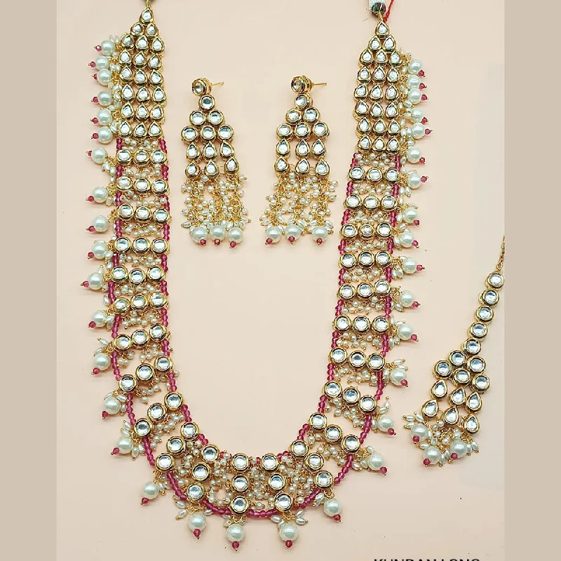 Handmade Necklaces Online-Padmawati Bangles Gold Plated Kundan Stone Long Necklace Set