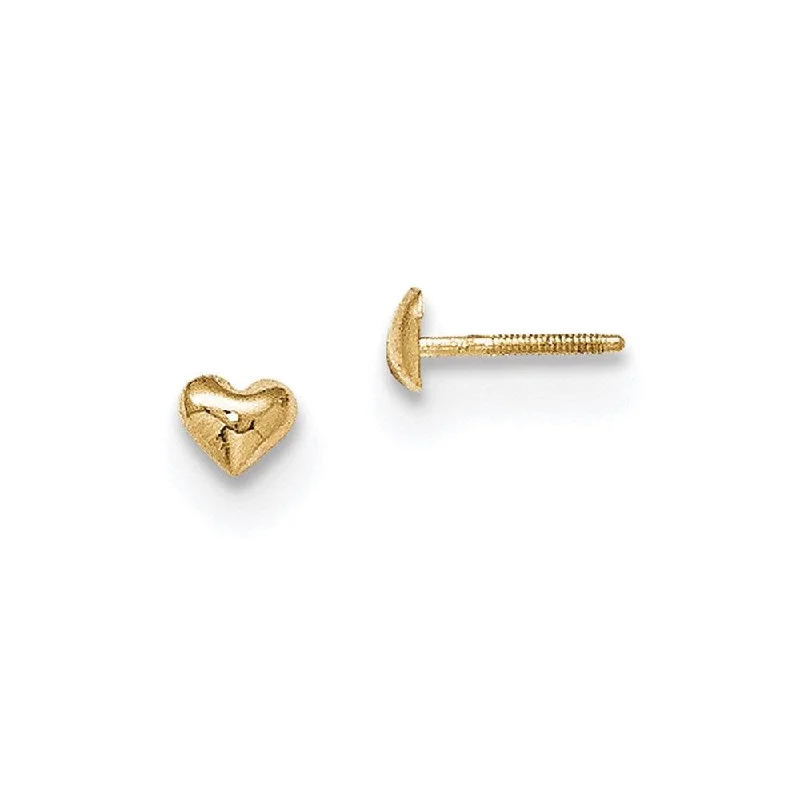 Layered Gold Earrings-Madi K Kid's 14k  Heart Post Earrings