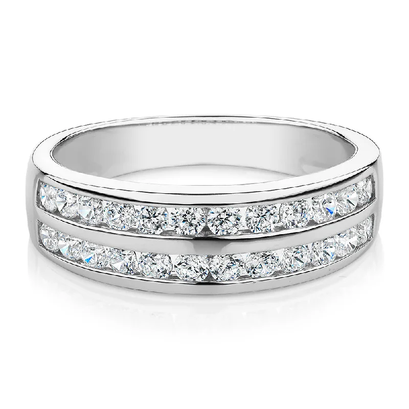 Trendy Gemstone Rings-Dress ring with 0.72 carats* of diamond simulants in 10 carat white gold