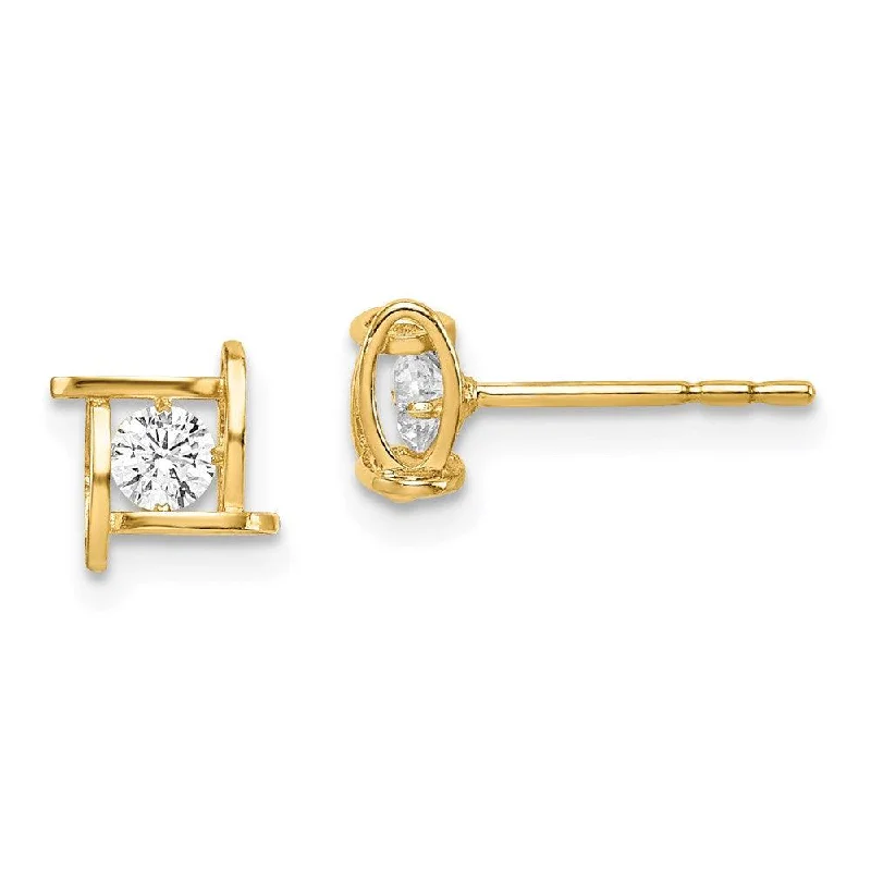 Elegant Stud Earrings-Madi K Kid's 14k  CZ Square Post Earrings