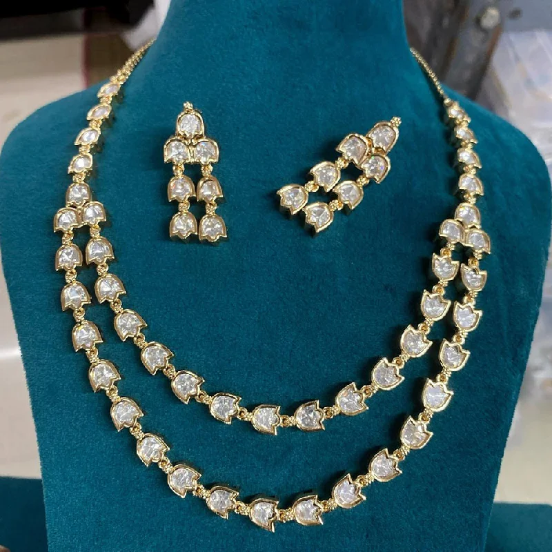 Green Turquoise Necklaces-Royal Kundan Jewellery Gold Plated Polki Kundan Necklace Set