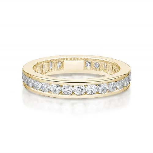 Diamond Wedding Rings-All-rounder eternity band with 1.56 carats* of diamond simulants in 14 carat yellow gold