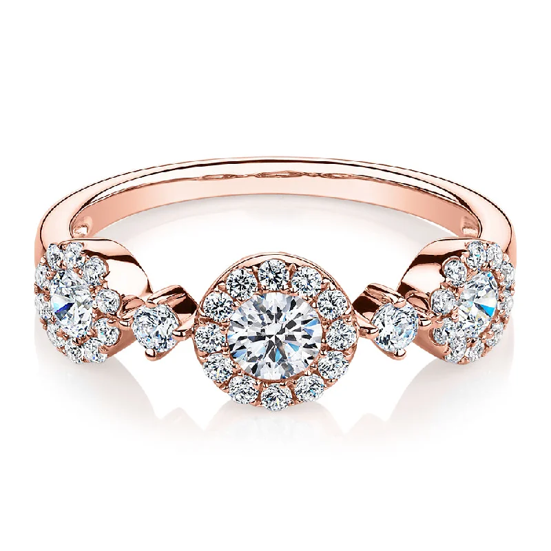 Adjustable Rings for Women-Celeste Dress ring with 0.83 carats* of diamond simulants in 10 carat rose gold