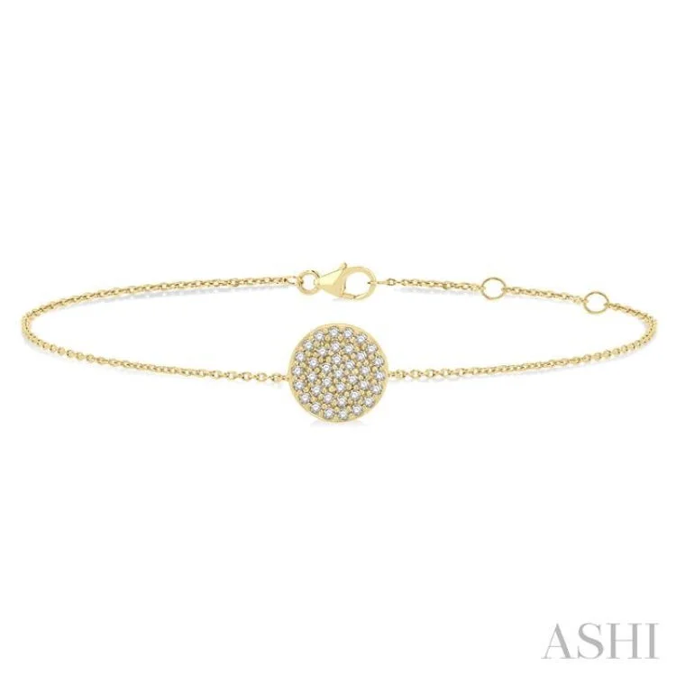 Adjustable Friendship Bracelets-1/6 ctw Petite Circular Disc Round Cut Diamond Fashion Bracelet in 10K Yellow Gold