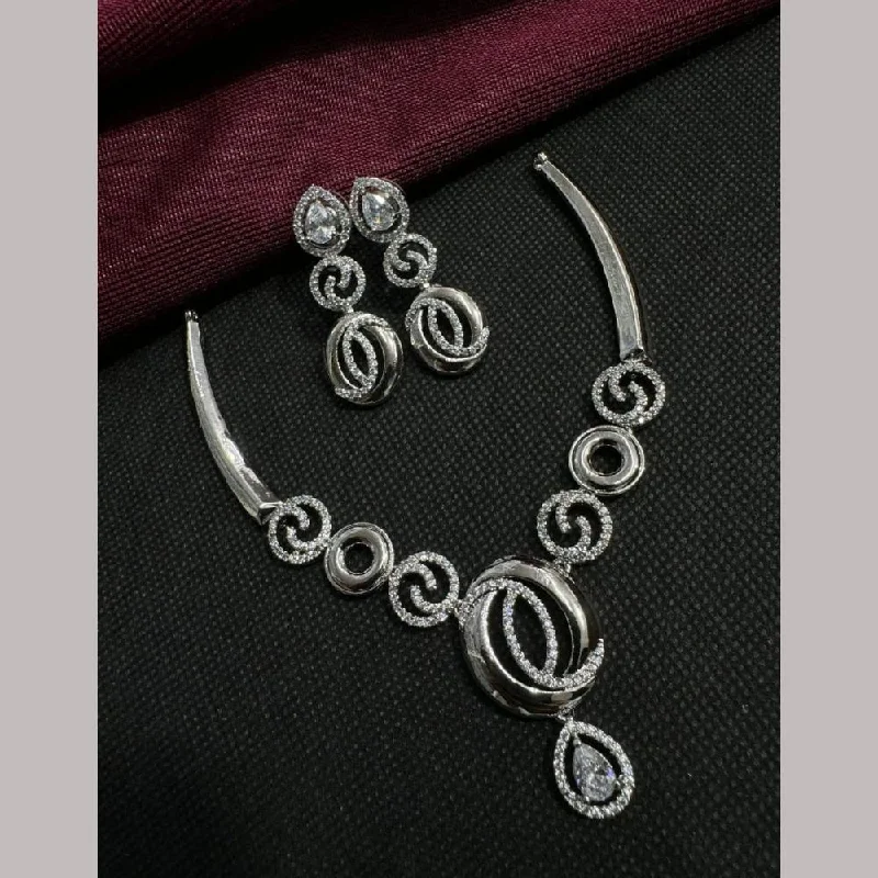 Romantic Necklaces for Couples-Manisha Jewellery Silver Plated Austrian Stone Necklace Set