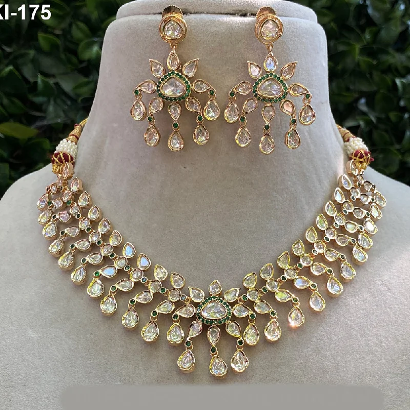 Classic Gold Necklaces-Amoliya Jewels Brass Polki Kundan Designer Necklace Set